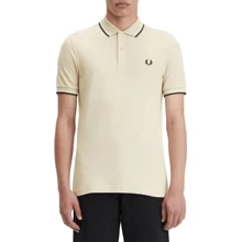FRED PERRY POLO MC TWIN TIPPED - Oatmeal / ecru / black - View 1