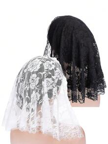 Lace Mantilla Catholic Veil Church Veil Chapel Veil Head Covering Latin Mass - Round Headscarf - View 2