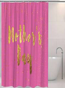 1pc Flower & Letter Print, Mother's Day Element Waterproof Shower Curtain Tapestry, With 12 Hooks Polyester Fabric Bathroom Decor, Waterproof Bathtub Divider, Modern Home Bathroom Decor, Washable, Grommet Top 35inX70in, 47inX70in, 59inX70in, 70inX70in Mother's Day Flowers, Personalized Gifts For Mom, Last Minute Gifts, Mother's Day Ideas, Mothering Sunday Gifts, Handmade Cards For Mum, Best Mother's Day Gifts Under $50