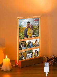 Veilleuse rétroéclairée en acrylique avec photo personnalisée, cadeau personnalisé pour famille/ami/petit ami/maman/papa, décoration d'intérieur, anniversaire, 1 pièce, multifonctionnelle, décorative, réutilisable, exquise, élégante, mignonne, de haute qualité, moderne, personnalisée, unique, idéale pour la Saint-Valentin, décoration de Saint-Valentin