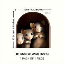 1 pièce de stickers muraux d'animaux de style simple, rongeurs mignons, stickers muraux en PVC convenant pour la chambre, le salon, les escaliers. Accessoires de décoration intérieure intéressants avec motifs d'animaux. Stickers muraux autocollants convenant pour le salon, la chambre, l'entrée et autres scènes. Décoration de salle de bain, tapis de bain, tapis de sol, décoration d'automne, accessoires de salle de bain