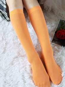 1双女士纯色天鹅绒学院风高弹力过膝袜，Y2K风格，舒适 - 彩色 - 查看 13