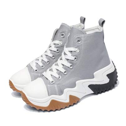 Nexsus Plus Nexsus Ladies Women Lace Up Chunky Sole High Top Canvas Trainers Size UK True To Size Wide And Standard Fitting UK Size 3-9