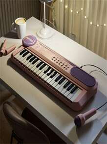 Piano de brinquedo infantil com 37 teclas, microfone e alto-falantes duplos, ideal para crianças de 3 a 8 anos. Ótimo presente de aniversário ou Natal.