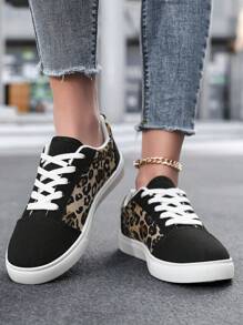 Tênis Esportivo Casual Feminino, Tênis de Lona da Moda, Tênis de Skate com Sola Macia, Tênis Leisure para Uso Externo, Tênis Esportivos de Estilo Universitário, Tênis de Cano Baixo em Plus Size