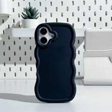 1 pieza Funda de teléfono con textura suave y recubrimiento de caramelo con forma de ola grande compatible con iPhone 16/Galaxy/Redmi/OPPO/OnePlus/Moto/Tecno Spark Go 2024/Infinix, de lujo y cobertura total