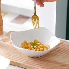 4pcs/8pcs 7.8 Inch White Salad Bowl And Plate Set, Reusable Plastic Bowls And Plates For Cold Dishes, Hot Food, Dessert, Party Food, Stackable Storage, Suitable For Family Gatherings, Hotels, Microwave Friendly, Outdoor RV/Camping Picnics, Lightweight, Collapsible, Reusable, Foldable Summer Wedding Tableware,School Supplies
