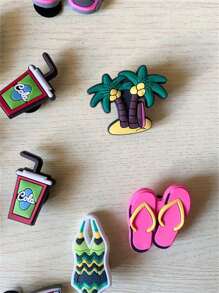 10 sztuk Letnie Plażowe Buty Charms Kokosowe Drzewo, Sandbeach Element Dekoracje Butów DIY Akcesoria Do Unisex Sandały Idealne Prezenty