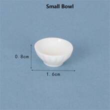 9 pezzi / 18 pezzi Mini set di stoviglie da cucina in ceramica bianca realistica, comprensivo di piatti, ciotole e tazze