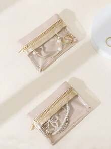 1/2/3pcs Portable Jewelry Box, Earrings, Earrings, Necklace, Jewelry Bag, Storage Bag, Ring Bracelet, Travel Jewelry Storage Bag