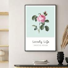 1 Pink Rose Watercolor Canvas Print Posters, Modern Wall Arts Decor Painting For Bedroom, Office, Living Room, Cafe, Bar, Home, Dorm, Wall Decor, Home Decor