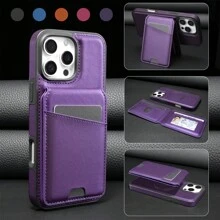 1 pieza Funda de cartera de lujo de piel sintética magnética 2 en 1 de color marrón compatible con iPhone 16 15 14 13 Pro Max, compatible con Samsung Galaxy S25 S24 S23 S22 S21 Ultra Plus