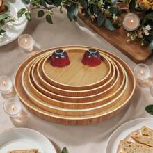 1pc 21cm-33cm Round Wooden Serving Tray, Fruit Tray, Storage Plate, Minimalist Style - Khaki - View 8