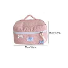 1 Pc 3 Colors Large Cute Bowknot Decoration Cosmetic Bag Portable Travel Large Makeup Storage Organizer Bag