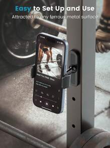 Gym Magnetic Phone Mount, 360 Degree Adjustable Magnetic Phone Holder For Gym Attach To Metal Surface, Fitness Equipment Accessories For Home Gym - Black - View 4