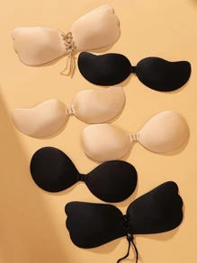 3 对聚拢粘性胸罩，可重复使用无肩带前扣隐形乳头贴，女士内衣和内衣配件 - 彩色 - 查看 2