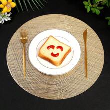 1pc/4pcs/6pcs Gilded Decorative Placemat, PVC Foil Anti-Slip Heat Insulation Hotel Restaurant Western Dining Mat, Round Washable Table Mat