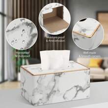 Caja de pañuelos de PU con bordes dorados - Portarrollos de papel para el hogar, la cocina, el baño, la sala de estar y el dormitorio