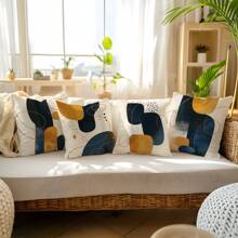 MEMNUN 4 件装 17.7*17.7 英寸（45*45 厘米）/19.69*19.69 英寸（50*50 厘米）/15.75*15.75 英寸（40*40 厘米）波西米亚简约抽象卡其色花卉印花抱枕套 [单面印花] 家居装饰靠垫套，适用于床、沙发、汽车，适合日常使用或高端简约自用装饰，客厅、卧室、床头板。 - 彩色 - 查看 11