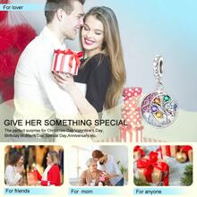 1pc Silver-Plated Moon & Tree Of Life Pendant, Suitable For Women Bracelet/Necklace DIY Jewelry Making And Daily Outfit Accessorizing - Silver - View 8