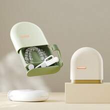 1 件便携式牙科隐形矫正器/保持器收纳盒,拉出式 ABS 密封正畸保持器盒,牙齿矫正器容器,假牙盒,支架收纳,无需电池,紧凑型设计,适合家庭和旅行使用 - 彩色 - 查看 3