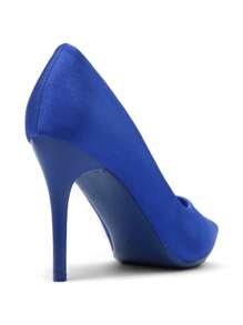 Elegant Satin High Heels, Suitable For Holidays, Commuting, Basic Style - Blue - View 5
