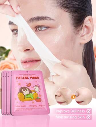 3 片保湿面膜恢复活力光泽，改善暗沉，深层滋润，唤醒肌肤水分，保湿面膜，水果面膜。