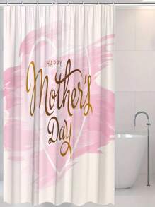 1pc Flower & Letter Print, Mother's Day Element Waterproof Shower Curtain Tapestry, With 12 Hooks Polyester Fabric Bathroom Decor, Waterproof Bathtub Divider, Modern Home Bathroom Decor, Washable, Grommet Top 35inX70in, 47inX70in, 59inX70in, 70inX70in Mother's Day Flowers, Personalized Gifts For Mom, Last Minute Gifts, Mother's Day Ideas, Mothering Sunday Gifts, Handmade Cards For Mum, Best Mother's Day Gifts Under $50