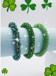 Esbbela Set de 3 pulseras Festival Gift, pulseras de cuentas, cristal artificial, apilables, elásticas, para mujeres de 6.5-8 pulgadas, para uso diario y vacaciones - vistoso - Ver 10