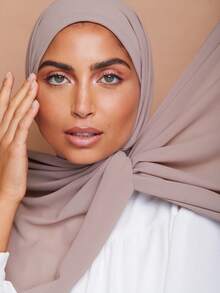 1pc Women's Casual Chiffon Headscarf Hijab - 貂皮 - 查看 2