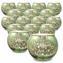 Juego de 6/12 portavelas para velas votivas surtidas de cristal con efecto de mercurio, decoración de mesa para bodas y fiestas de cumpleaños en el hogar
