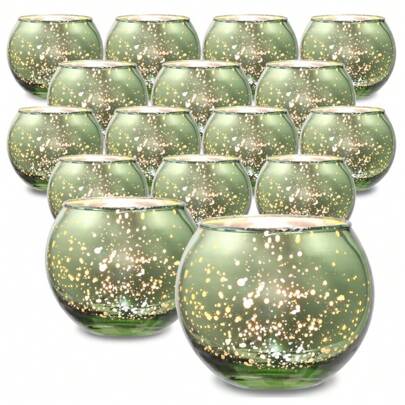 6/12pcs Set Assorted Glass Mercury Candle Holders, Suitable For Wedding Table Decor, Home Decor, Birthday Party Gifts, Graduation Ceremony And More Occasions