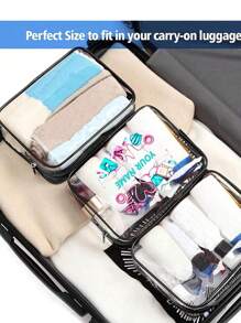 Personalized Name Transparent Bag, Clear PVC Makeup Pouch, Beauty Travel Bag, PVC Cosmetic Bag Gift, TSA Toiletry Bag With Zipper, Beach Bridesmaid Gift Holiday Gift, Summer Travel Organizer Mailman Essential,Nurses Day Gifts, Best Gifts For Friends - Black - View 2