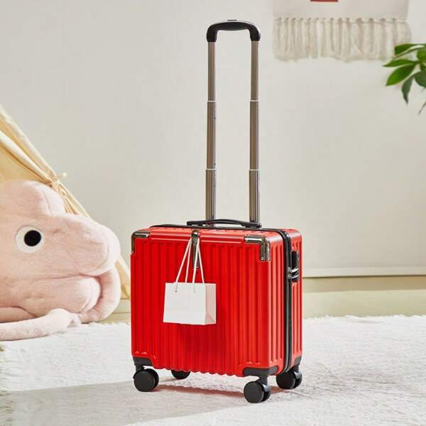18-Inch Lightweight Mini Suitcase With Wheels, Small Carry-On Luggage, Password Lock, Feminine Design Bag For School School Accessories School Stuff