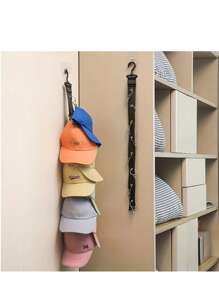 1-Piece Black 8-Clip Hat Organizer, Adjustable For Baseball Caps, Visors, Golf Hats, Etc., Individual Closet Door Hooks With 360° Swivel Hooks, Portable And Stylish Storage Solutions For Bedrooms And Closets