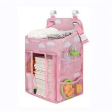 1pc New Baby Diaper Tote Bag, Large Capacity Bedside Hanging Organizer, Cute & Casual, Multi-Functional Storage Pouch - Multicolor - View 7