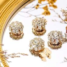 5/3/1pc Women Rhinestone Button Set, Gold/Silver Crystal Detachable Button Decor Clips For Shirts, Apparel DIY, Festive Decorations (Buttons Included)