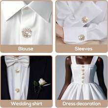 5/3/1pc Women Rhinestone Button Set, Gold/Silver Crystal Detachable Button Decor Clips For Shirts, Apparel DIY, Festive Decorations (Buttons Included)