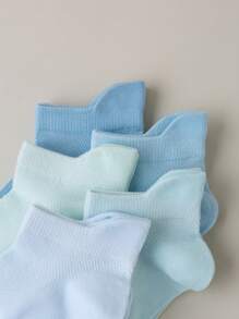 5 paar lente- en zomerkinder dunne macaron multi-color anti-pilling jongens blauwe serie zomer effen kleur net dunne boot sokken hak sokken