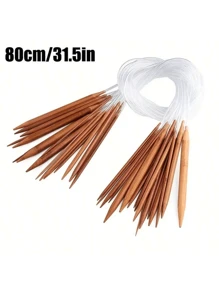 18 件/套 40 厘米、60 厘米、80 厘米碳化竹环形编织针，适用于毛衣和围巾制作