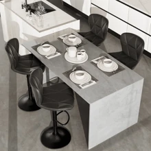 Bar Stools Set Of 2 Breakfast Bar Stools •Modern Adjustable Faux Leather Upholstered Swivel Bar Stools •Counter Height Bar Chairs With Back For Kitchen Island - Black - View 5