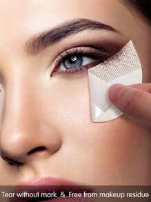 100 piezas de protectores sin pelusa para delineador de ojos, aplicación precisa de maquillaje y extensiones de pestañas postizas - protectores de sombras de ojos y herramientas de maquillaje, protectores de sombras de ojos para extensión de pestañas - almohadillas desechables y sin batería para prevenir residuos de maquillaje y proteger los ojos durante la aplicación de pestañas, ayuda para la aplicación de maquillaje | Diseño semicircular | Herramientas de belleza higiénicas