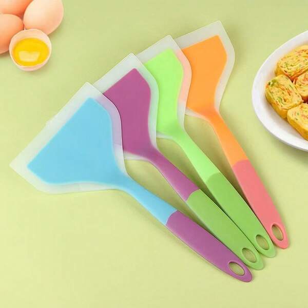 1 pezzo/2 pezzi Spatola in silicone - Utensili da cucina antiaderenti e resistenti al calore per cottura, saltare e friggere - Ideale per pancake, spatola in silicone, padelle e pentole antiaderenti, design con bocca larga adatto per pizza, bistecca alla griglia, capovolgimento di pancake, attrezzo da cucina, senza batteria richiesta