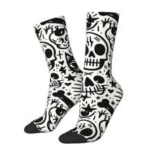 El elegante y misterioso logo de la banda de rock de mosaico con estampado de pata de gallo, calcetín de hombre para hip hop Harajuku con patrón impreso feliz y sin costuras, un regalo novedoso