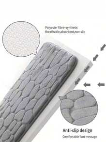 1件装珊瑚绒石压花地垫防滑门垫纯色简约浴室吸水脚垫加厚海绵地垫