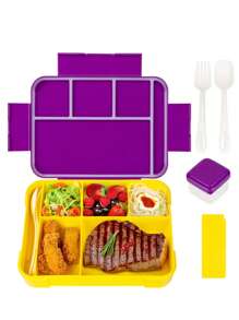 1 个午餐盒 - 4.8 杯大号便当盒，带 2 个隔层、4 个隔板、防漏、便携式手柄、可放入微波炉/洗碗机，适用于学校、工作、旅行、厨房、派对、母亲节礼物 - 彩色 - 查看 9