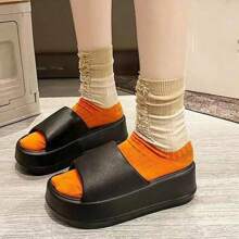 Summer Minimalist Slide Sandals - 1 Pair Of Women's Open Toe Slippers, Thick Sole, Non-Slip EVA, Medium Heel Height