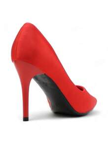 Elegant Satin High Heel Shoes, Suitable For Holidays, Commuting, Basic Style - Red - View 5