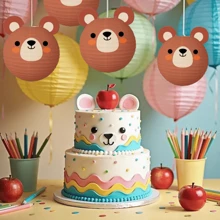 1pc Paper Art Bear Lantern For Party, Birthday, DIY Decor - Japanese Style Paper Lantern, Suitable For Church Sermons, Spring Picnics, Party, Church, Home Garden Decoration