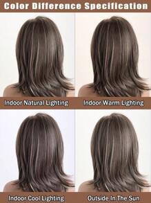 Women's Fashion Natural Medium-Long Brown Ombre Blonde 16 Inch Synthetic Fiber Wig With Air Bangs, Suitable For Daily Wear, Holidays, Birthday, Music Festival, Halloween Cosplay, Christmas Party
